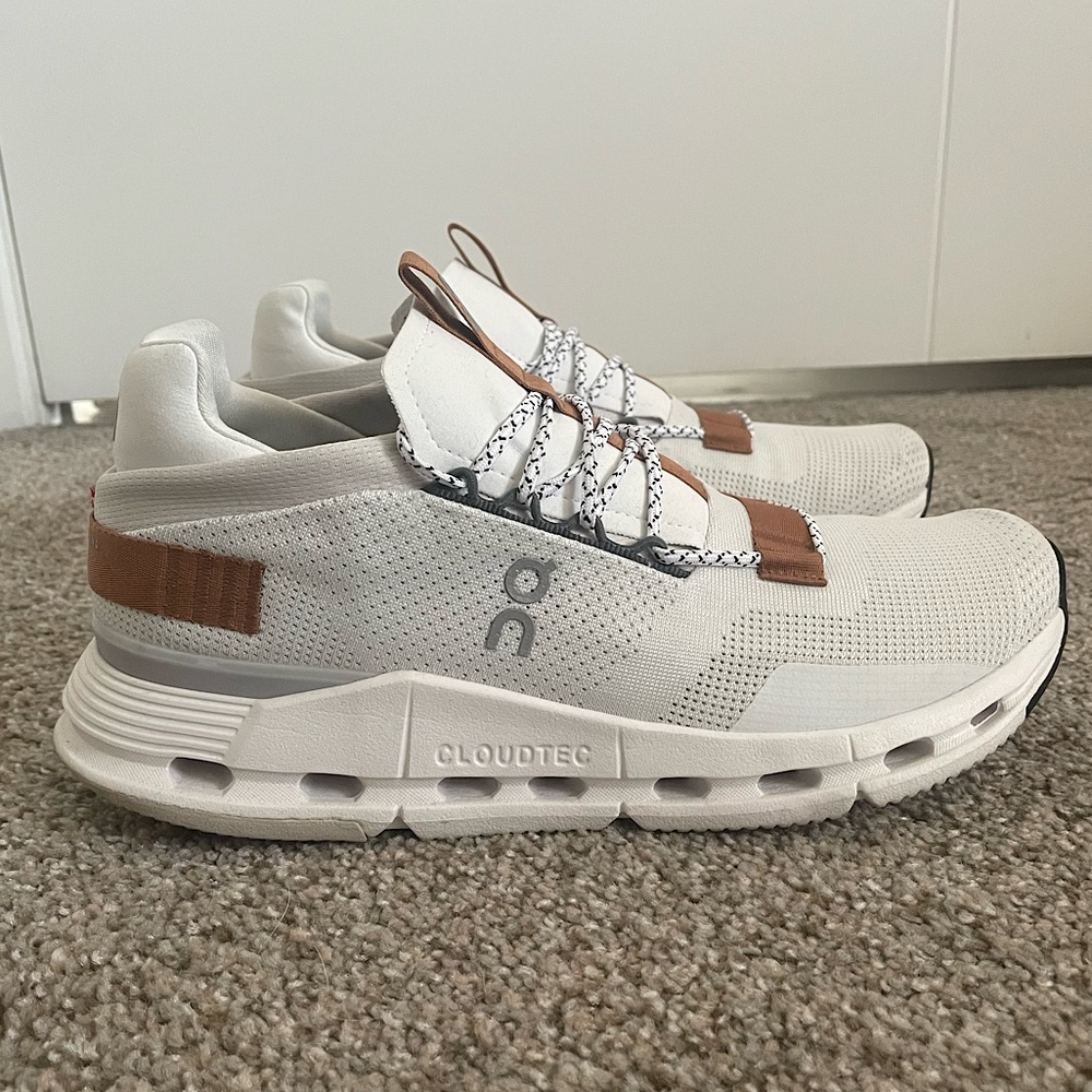 On Running, Cloudnova, White/Brown, size 10 women
